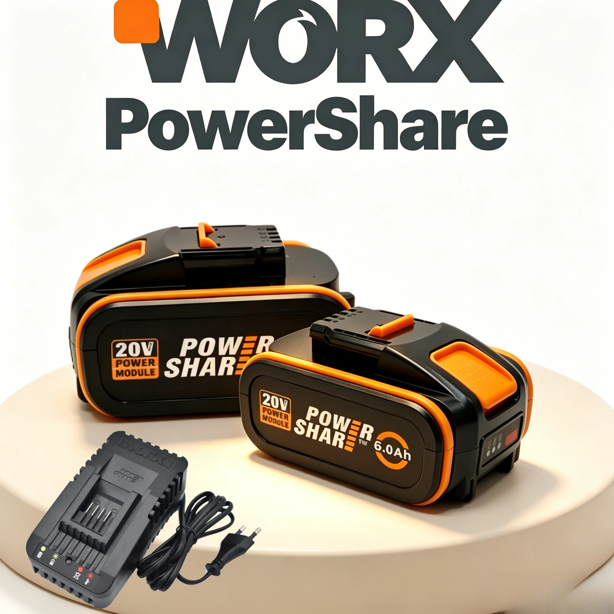 WORX 20V 6.0/8.0Ah Tool Battery WA3672 WA3553.1 For Impact Driver & Rotary Tool,For Jobsite Repair & Heavy Continuous Operation
