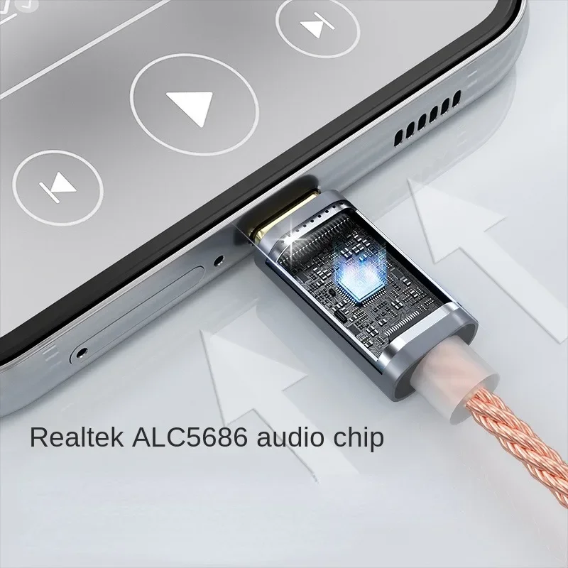 HIFI DAC Earphone Amplifier USB TypeC to 3.5mm Headphone Audio Adapter 32Bit  Digital Decoder AUX Converter Silver