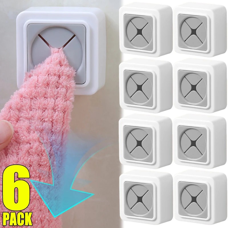 

New Self Adhesive Towel Plug Holder Batroom Punch Free Towel Racks Wall Mounted Towels Storage Holder Kitchen Dishcloth Clips