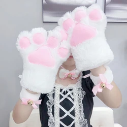 Guantes de felpa con forma de garra de gato para mujer, manoplas cálidas de invierno, accesorios de Cosplay de Anime japonés Kawaii, regalos para niñas, 1 piezas