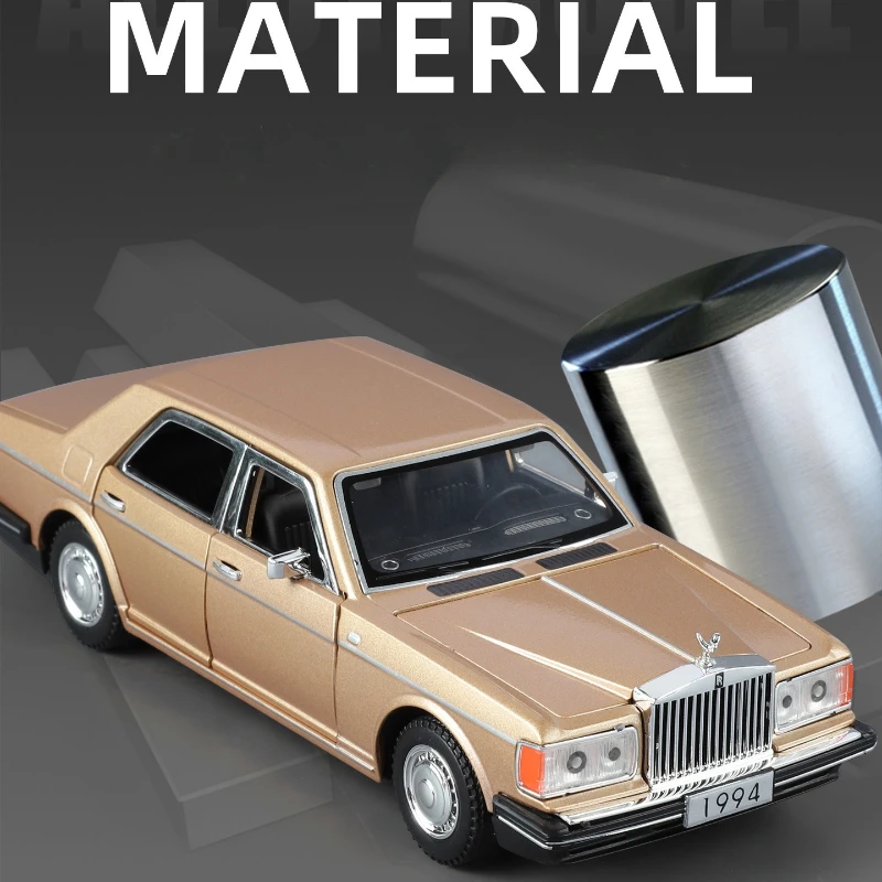 Simulated 1:32 Silver Spur 1994 Alloy Retro Sport Car Model Sound Light Pull-Back Toy Car Children Boy Gift Collection Miniature