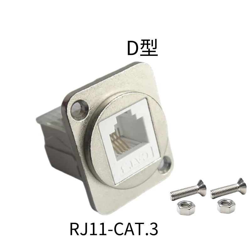 D-type telephone device voice connector module, RJ11CAT.3 Class III data tool free black silver 6P4C