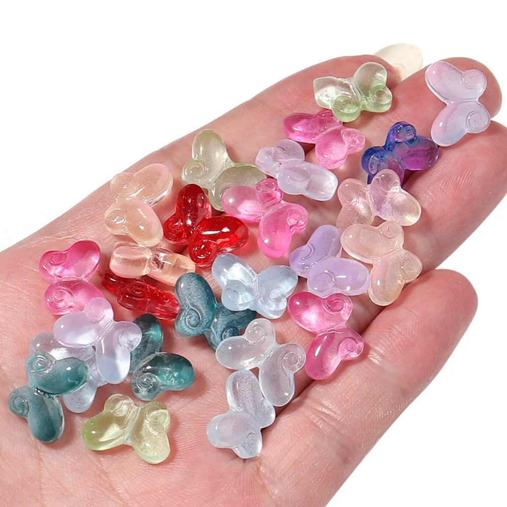 50pcs Butterfly Lampwork Beads 10x15mm Colorful Glass Loose 