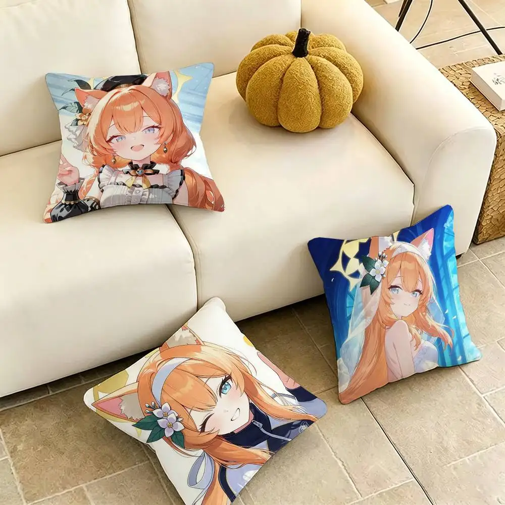 Cute Lochi-Mari Blue-Archive Square Double-Sided printed Pillow Case Bedroom Bedside Pillow Sofa Cushion Cover Gift