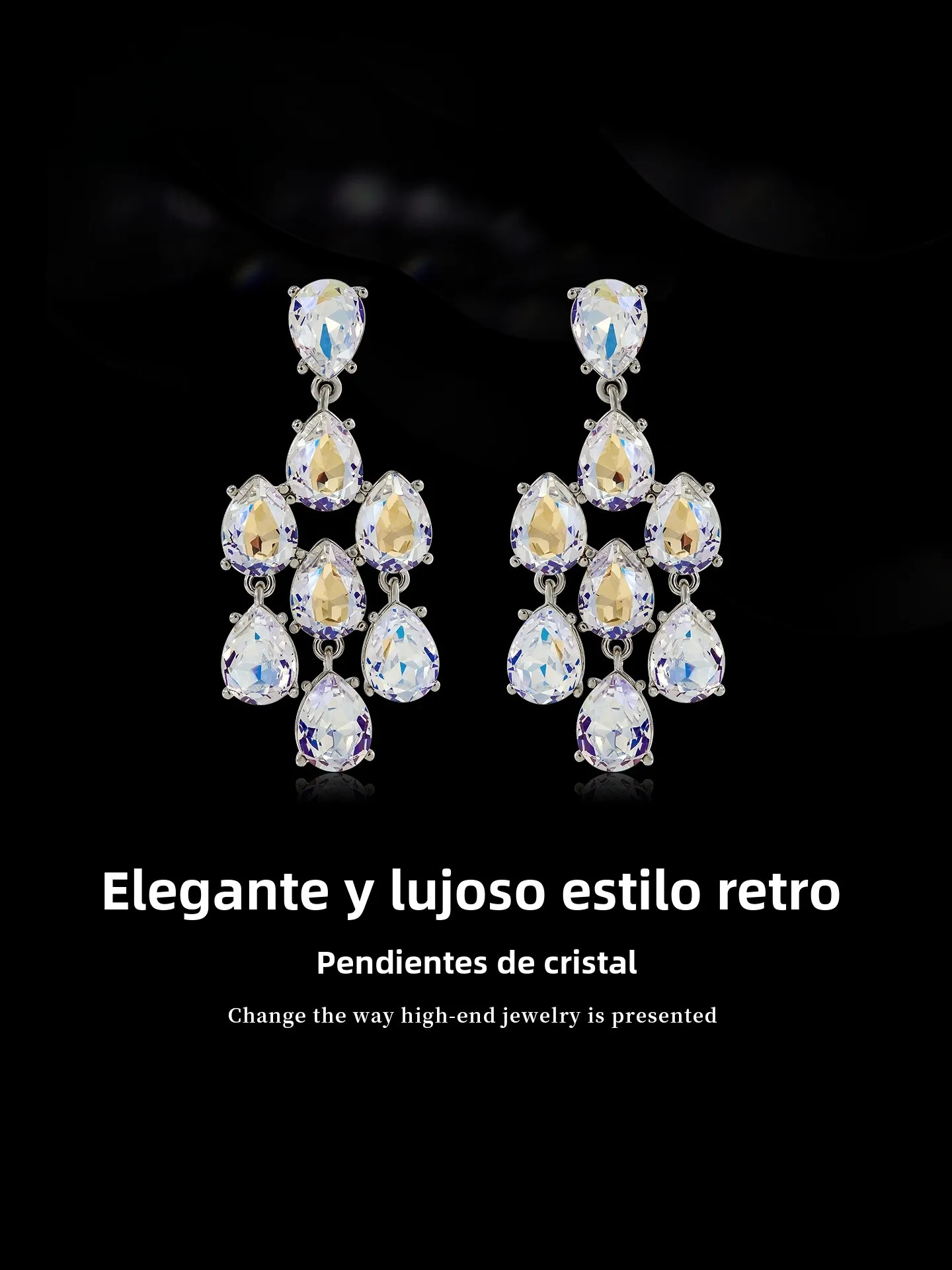 Pendientes Colgantes de Cristal Eternelle, Joyería de Lujo Vintage para Mujer, Elegantes Aros con Efecto de Sombra, Modernos ...