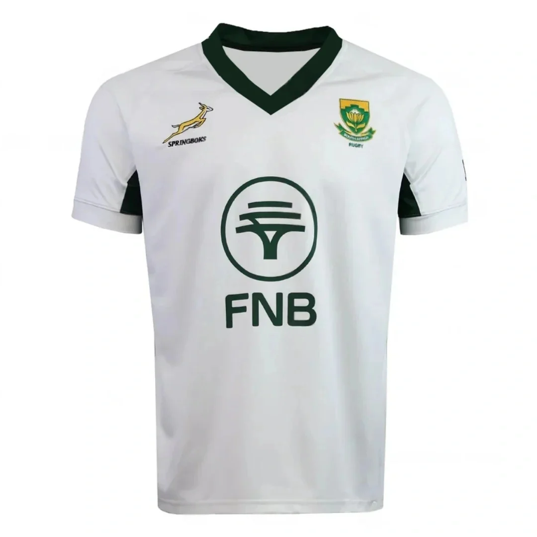 South Africa Springboks Green Golden Rugby Jersey SponsorBreathable Rugby Shirt for Men's Family Kids Tees Moto