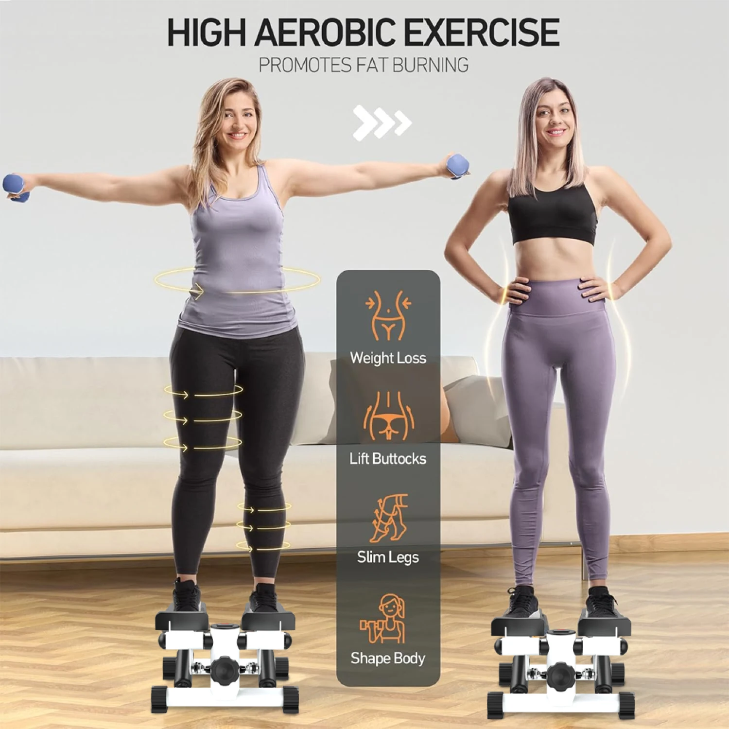 

Mini Steppers for Exercise, Stair Stepper with Resistance Bands, Mini Stepper with 300LBS Loading Capacity, Hydraulic Fitness St