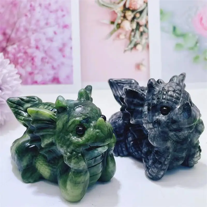 Natural Crystal Cartoon Dragon Crafts Cute Home Decoration Healing Energy Stone Children Fairy Tale Holiday Gift 1PCS