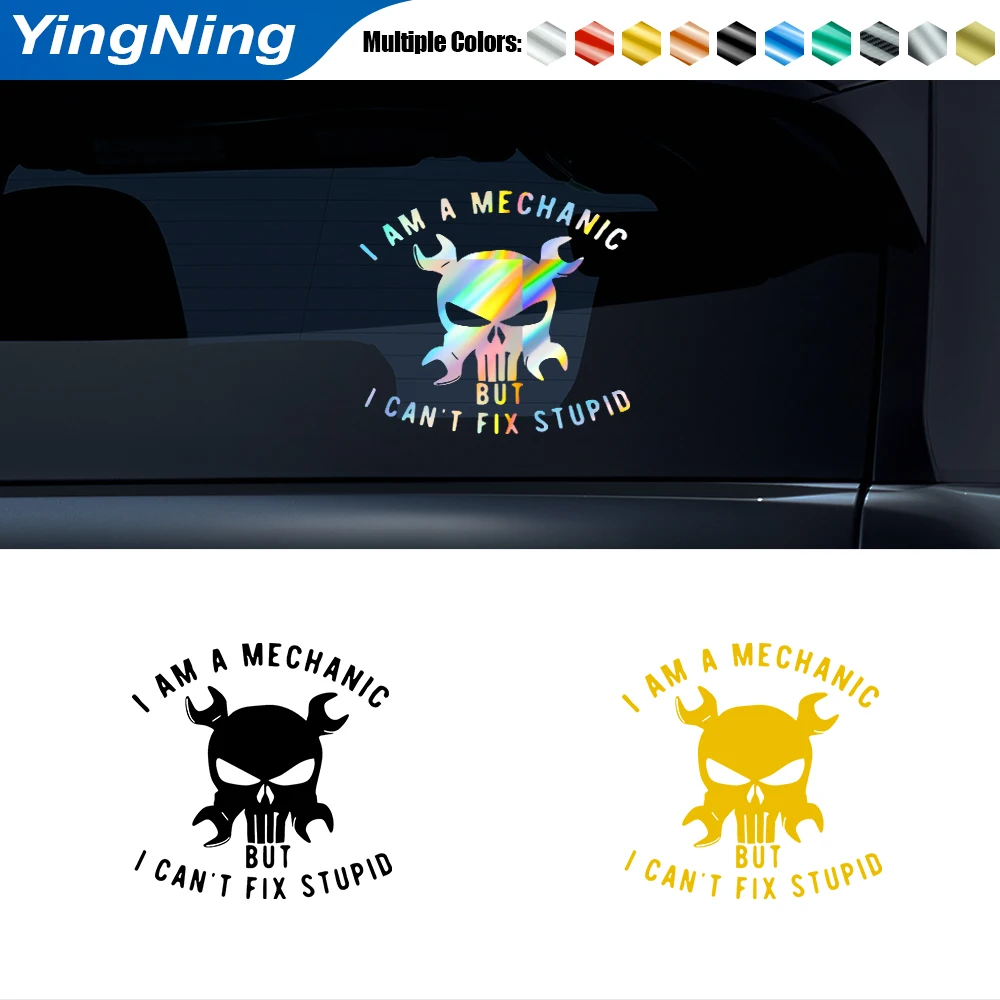

Funny Skeleton Wrench Pattern Auto Reflective Sticker Car Bumper Body Rear Window Decorative Decal Laser Car Sticker Accessories