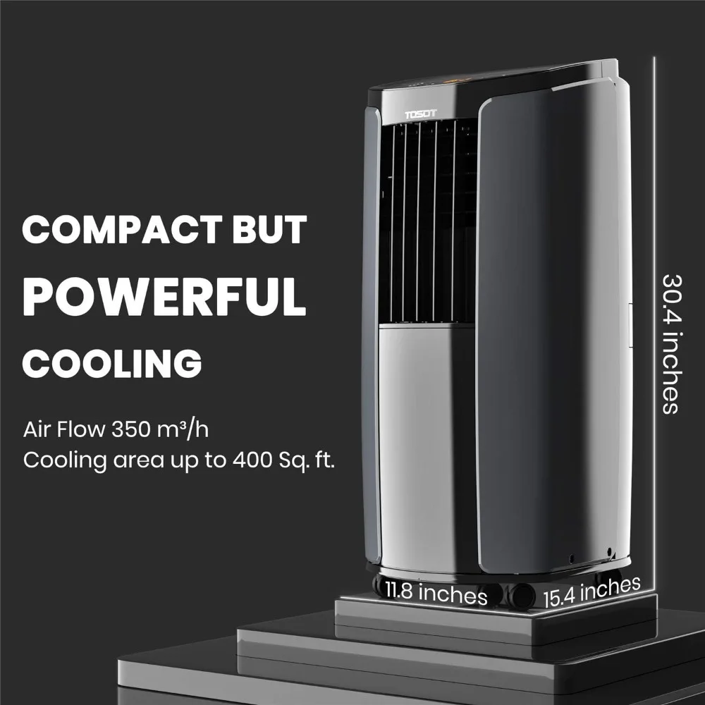 TU(ASHRAE) 6,000 BTU (DOE) Portable Air Conditioner - Quiet, Remote Control, Built-in Dehumidifier, Fan, Easy Window In