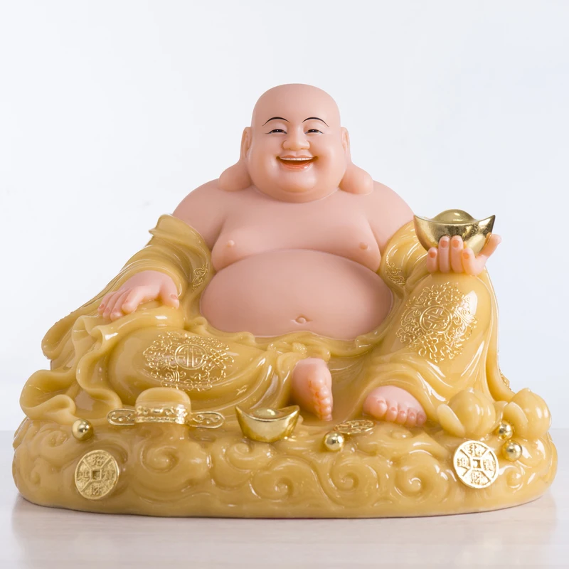 GOOD Southeast Asia high grade jade Good luck Maitreya God of wealth Mammon buddha statue Recruit wealth thriving business