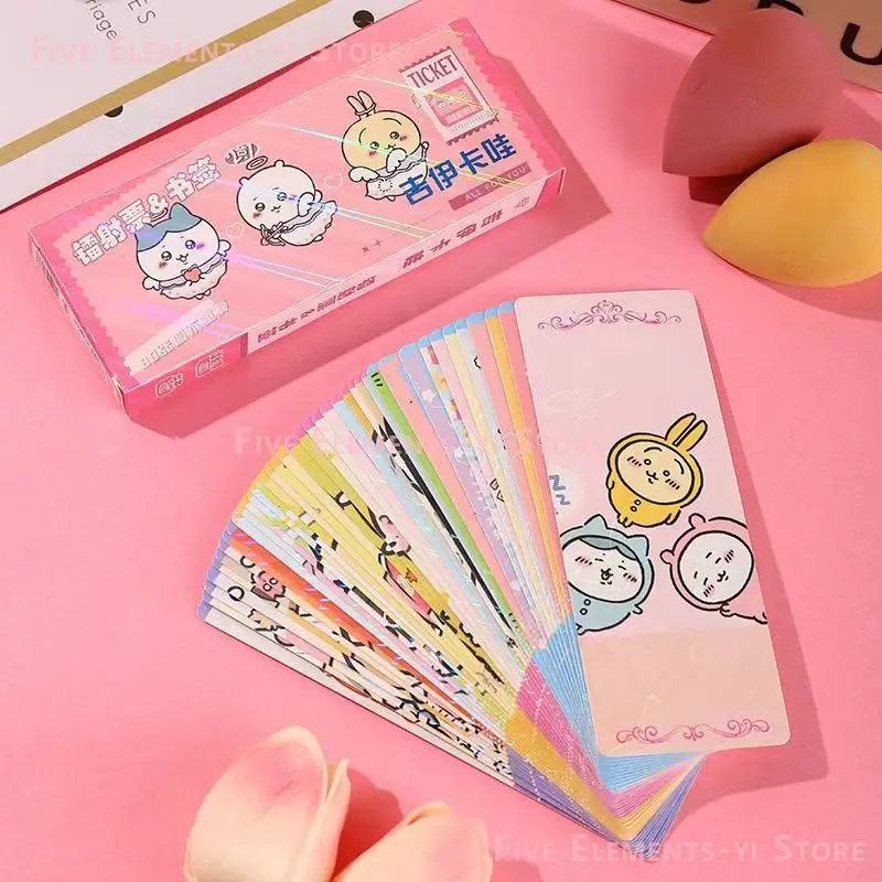 40pcs Laser Ticket Bookmark Chiikawa ハチワレ Hachiware うさぎ USAGI ちいかわ Cartoon Cute Peripheral New Small Card LOMO Card Millet