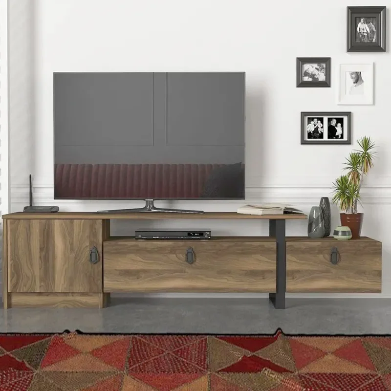 for Modern Retro Brown Horizontal TV Cabinet Storage Table Panel Furniture for Living Room Customizable