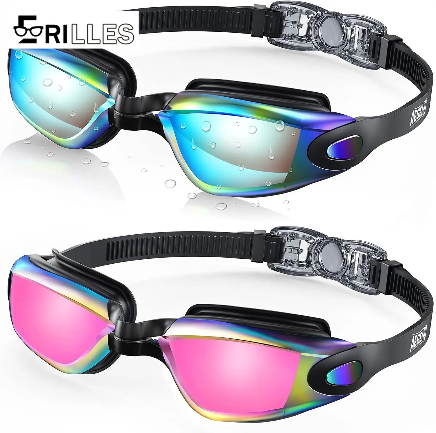 

Professional Swim Goggles, Anti-Fog HD Coating, No-Pressure Silicone Frame, for Adults Training & Recreational Swimming