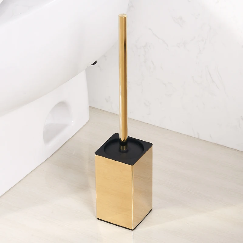 Gold Toilet Brush Holder with Brush 304 Stainless Steel Nickel/Black Bathroom Toilet Scrub Cleaning Brush Holder Set