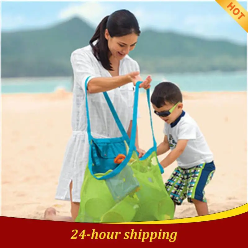 

Protable Mesh Bag Foldable Big Size Kids Toys Storage Sand Away For Towels Women Cosmetic Makeup Bag Beach Toy Bag Portable