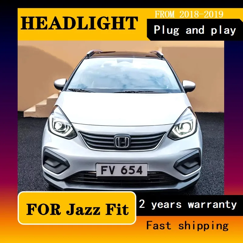 Car Styling for Car Lights for Honda Jazz Fit Headlight 2021-2022 GR9 Head Lamp Drl Projector Lens Automotive Accessories