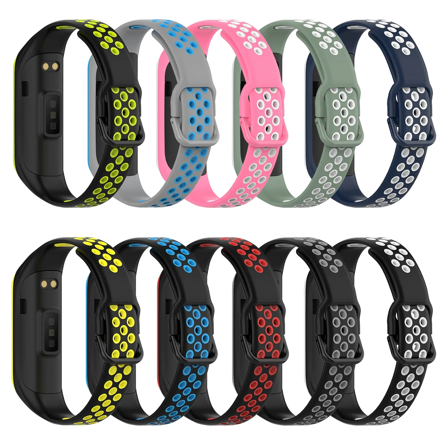 Double Color Sport Straps For Samsung Galaxy Fit 2 SM-R220 Soft Silicone Replacement Bracelet For Samsung Galaxy Fit2 Correa