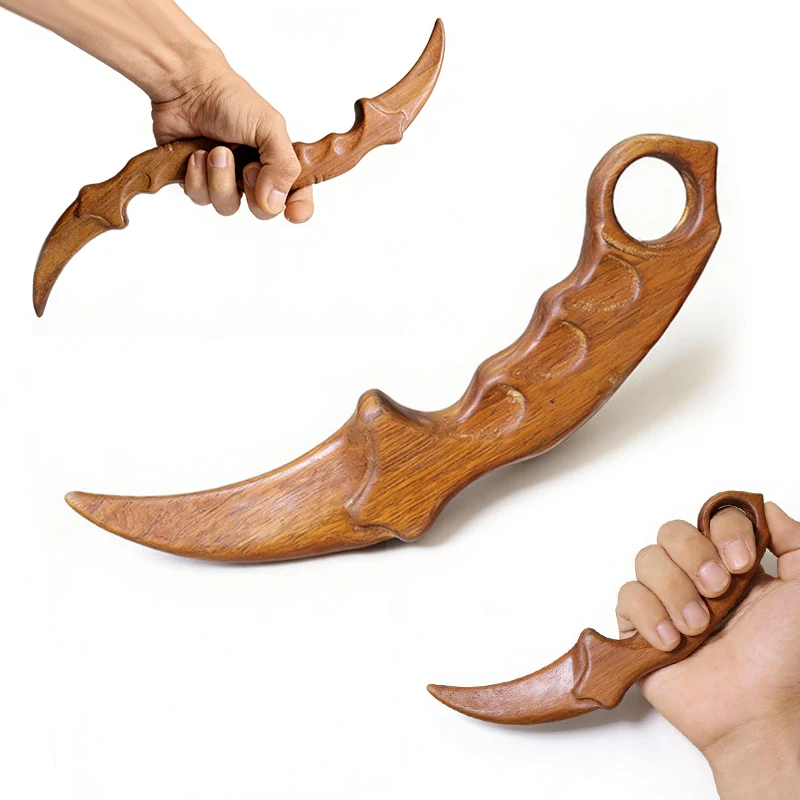 1/2pcs Golden Sandalwood Claw Knife Wooden Toy Knife Carved Knife Ornament Arts Practice, Performance Training Home Decoration