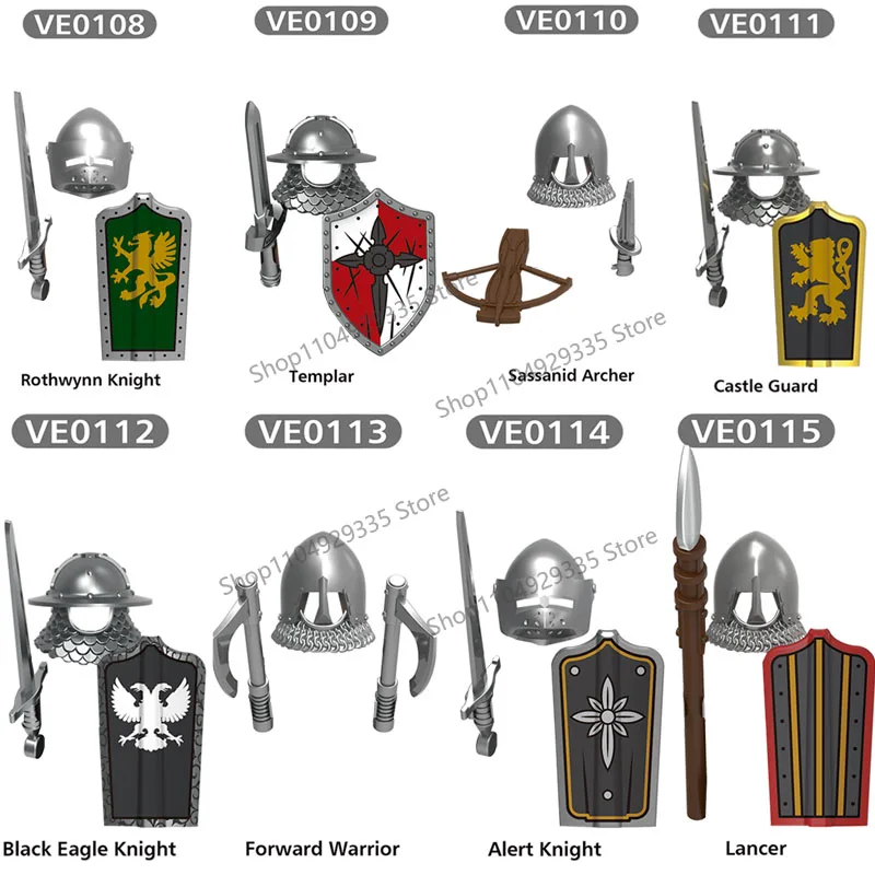 DY331-DY333 M141-M143 Cavaleiros Militares Medievais Blocos de Construção Cavalaria Gótica Armadura Warhorses Figuras Acessórios Tijolos Brinquedos