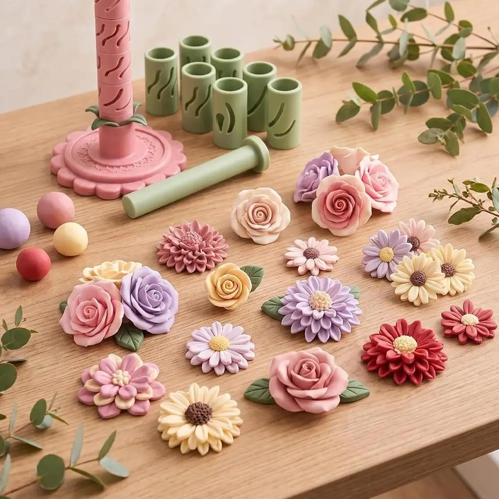 9 Shaping Sleeves Modular Clay Bloom Maker DIY Clay Flower Making Tool For Polymer & Modeling Clay Handmade Blooms Dropshipping