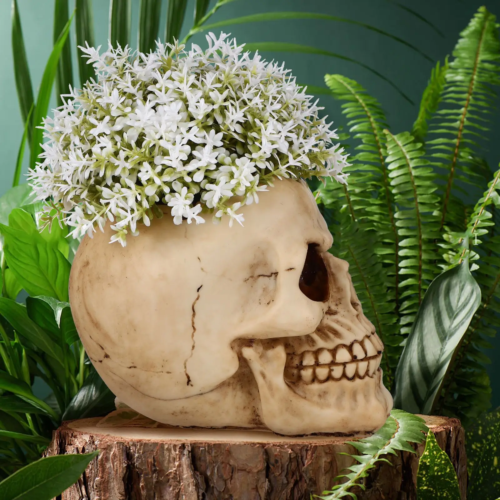 Skull Statue Sculpture Skull Planter Skull Shape Planter Flower Arrangement Pot Small Flower Pot Plant Container