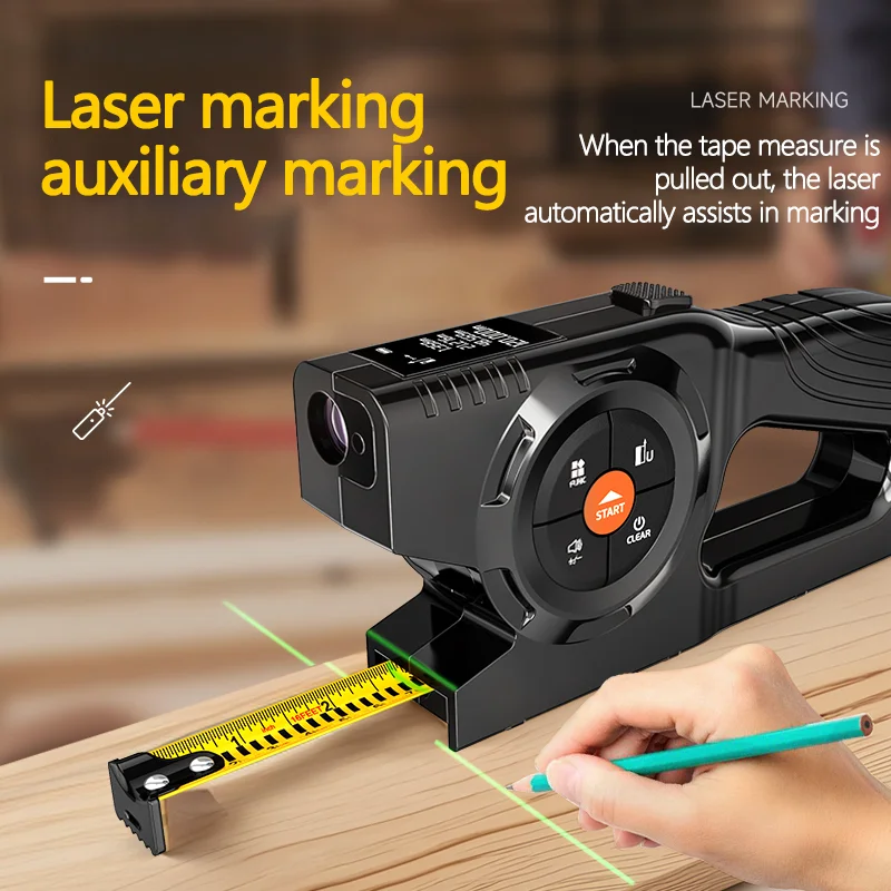 P7 3in1 شريط قياس الليزر مقياس مسافات الليزر عالية الدقة Rangefinder الروليت قياس متعدد حاكم الإلكترونية