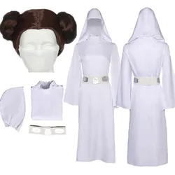 Leia Cosplay Cloak Costume Adult Women Princess Dress Fantasia Robe Belt Wig Outfits Halloween Carnival Party Suit
