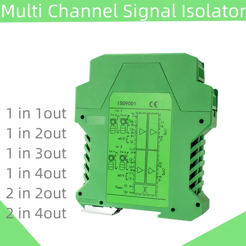 Analog Signal Isolator 4 20ma to 0 10v Signal Converter 0-10V to 4-20mA Galvanic Signal Isolator Converter
