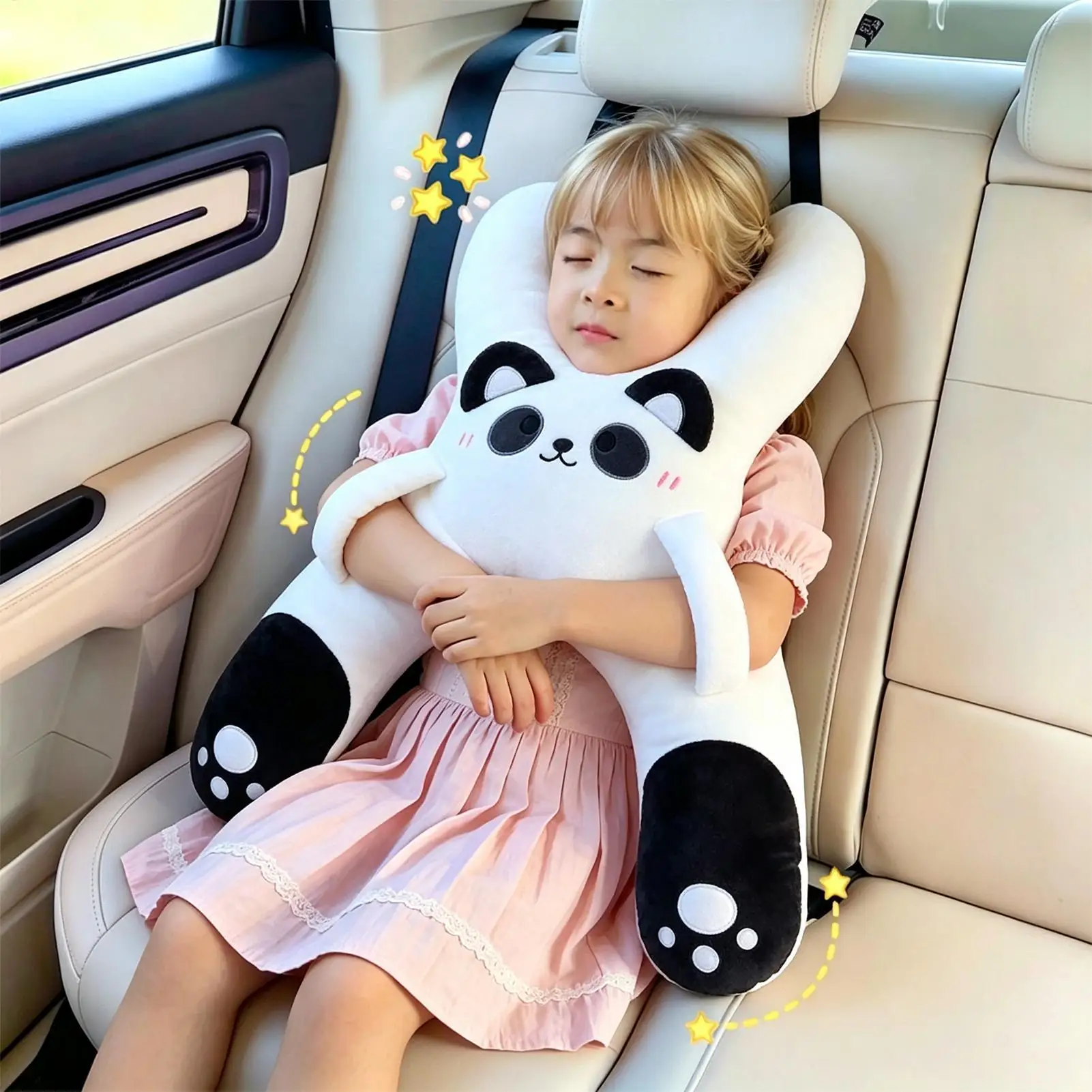 Car Pillow Kids Soft Ergonomic Plush Adjustable H Shape Travel for Vehicles Trailer RV Sedan Pickup Long Trips Sleeping Daily