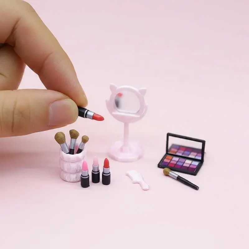 1Pcs Miniature Simulated Makeup Brush Dollhouse Accessory Realistic Cosmetic Prop for  Doll Pretend Play Toys Gifts