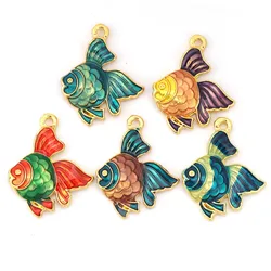 Cartoon Ocean Jewelry Charms Fish Animal Multicolor Enamel Pendants Findings DIY Jewelry Making Necklace Earrings 23mmx18mm,5PCs