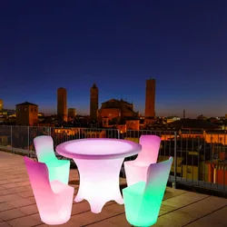 Custom, customized beach patio glow mobile pub bar table set led light glow up bar furniture, club bar table and chair