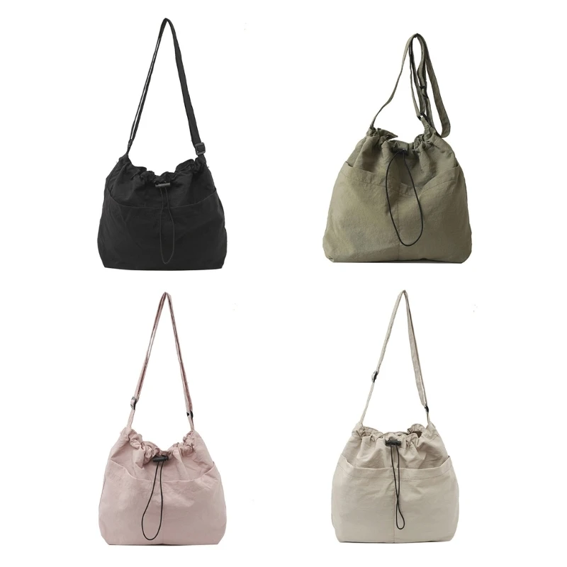 

Casual Canvas Shoulder Bag Adjustable Large Capacity Drawstrings Crossbody Bag