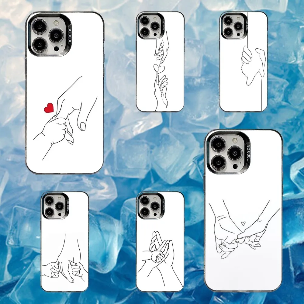

H-Holding Hands Phone Case For iPhone 16,15,14,13,12,11,Mini,Pro,SE,MAX White Matte Shockproof Cover
