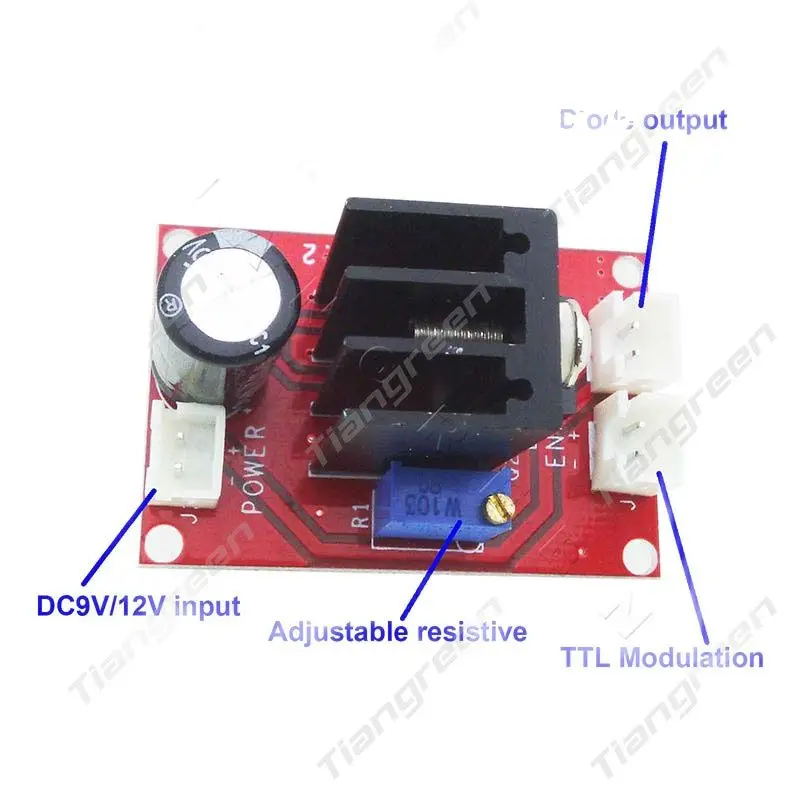 

Laser Diode Module Driver for 100mW 200mW 500mW 1W 2W 445nm 450nm Blue Laser DC9V/12V Input with TTL