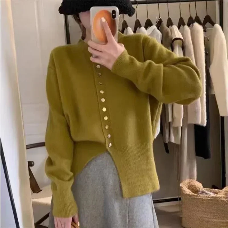 Sweater Women Outside The Knitted Cardigan Fall and Winter New Elegant Soft Sticky Slim Thin Temperament Gentle Bottoming Tops