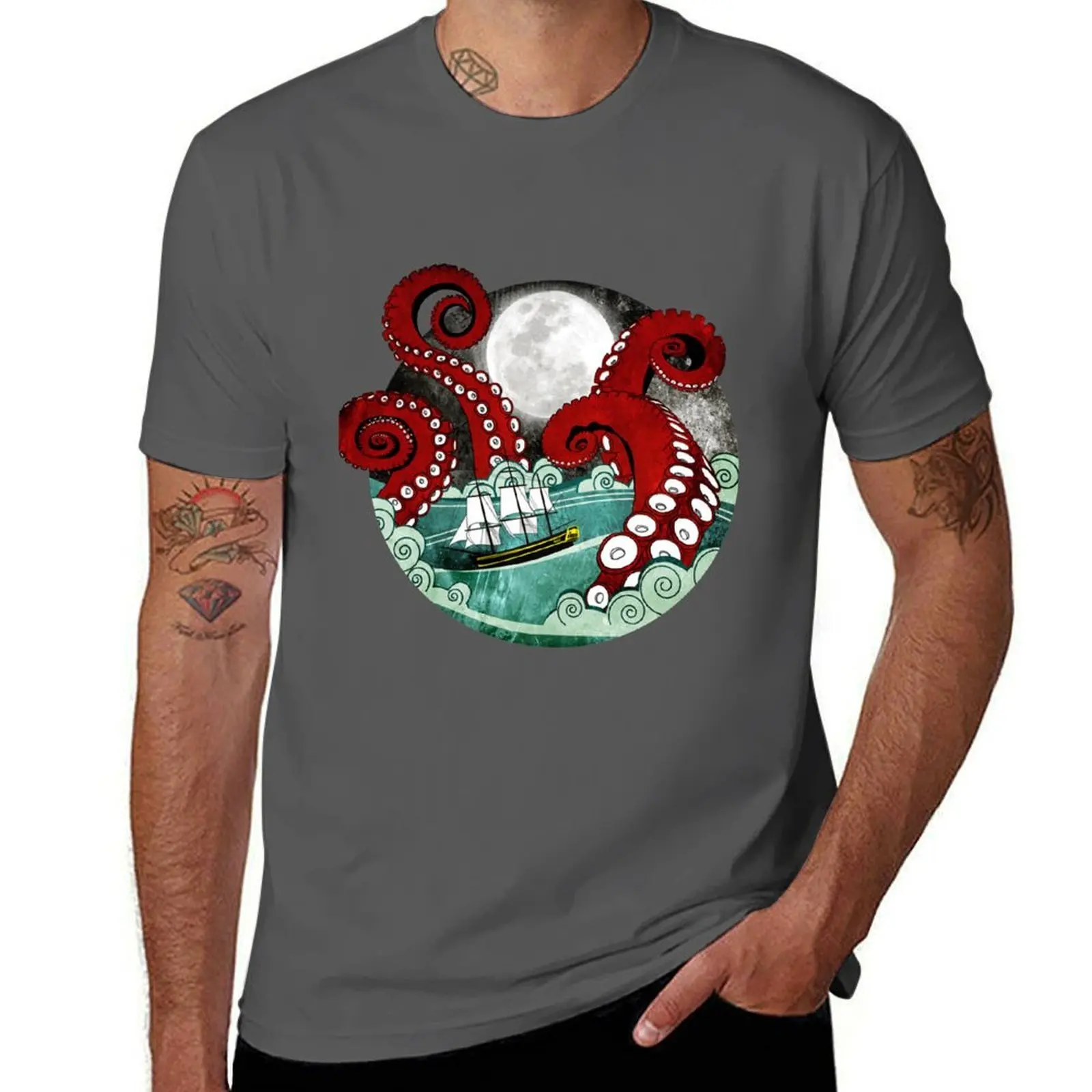 

Kraken Attack T-Shirt cotton tshirt 100% t shirts for man graphic tees T-Shirt