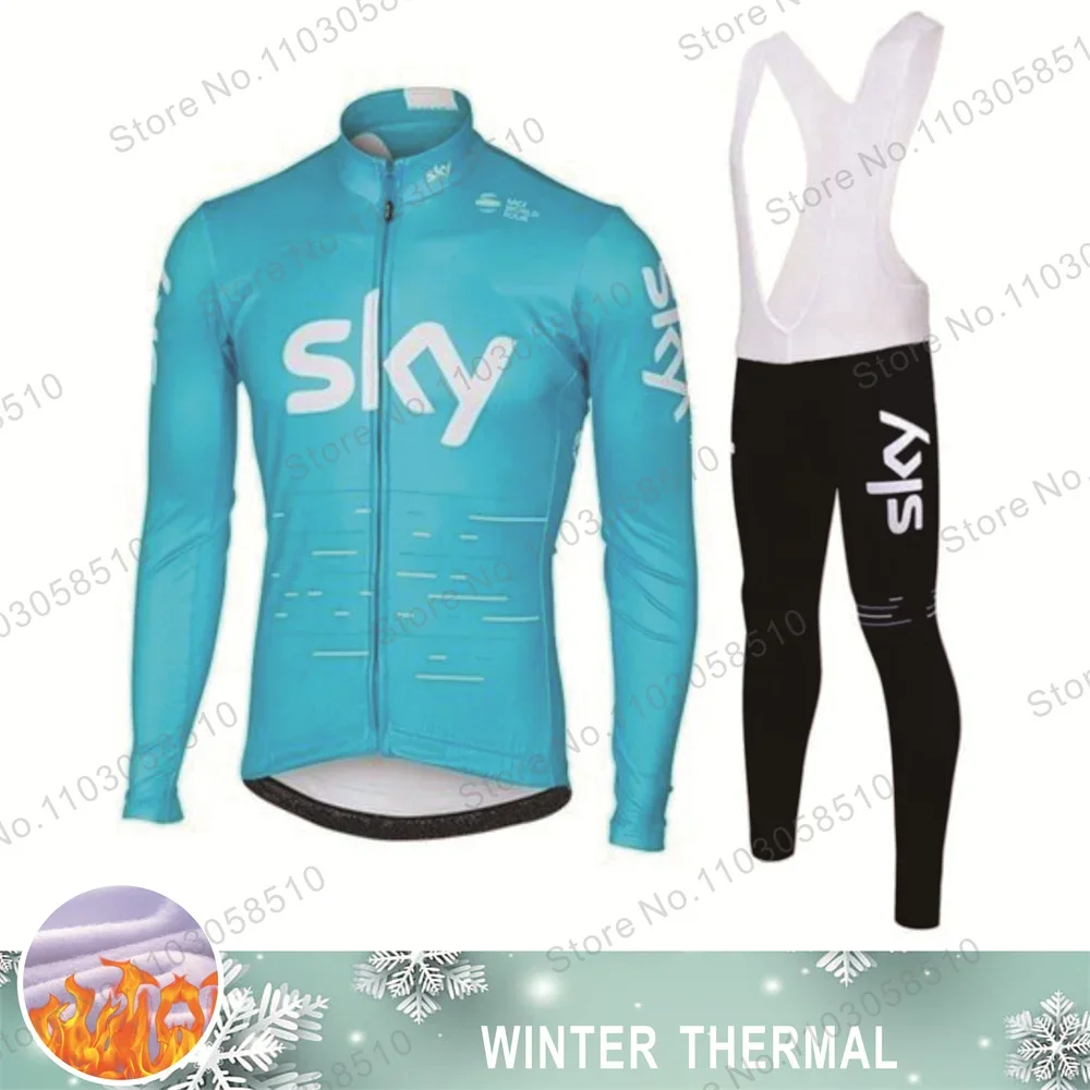 SKYFUL Winter Thermal Fleece Cycling Jersey Sets Long Sleeve Bicycle Clothing MTB Bike Wear Maillot Ropa Ciclismo Cycling Suit