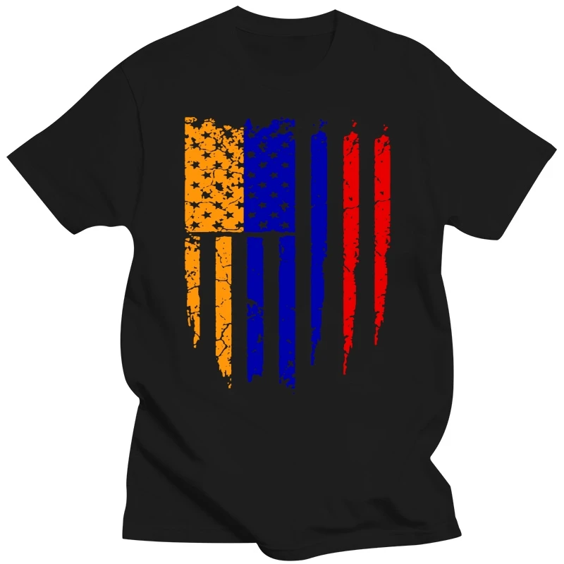 New Fashion For Men Short Sleeve Armenian American Armenia & America Flag T-shirt