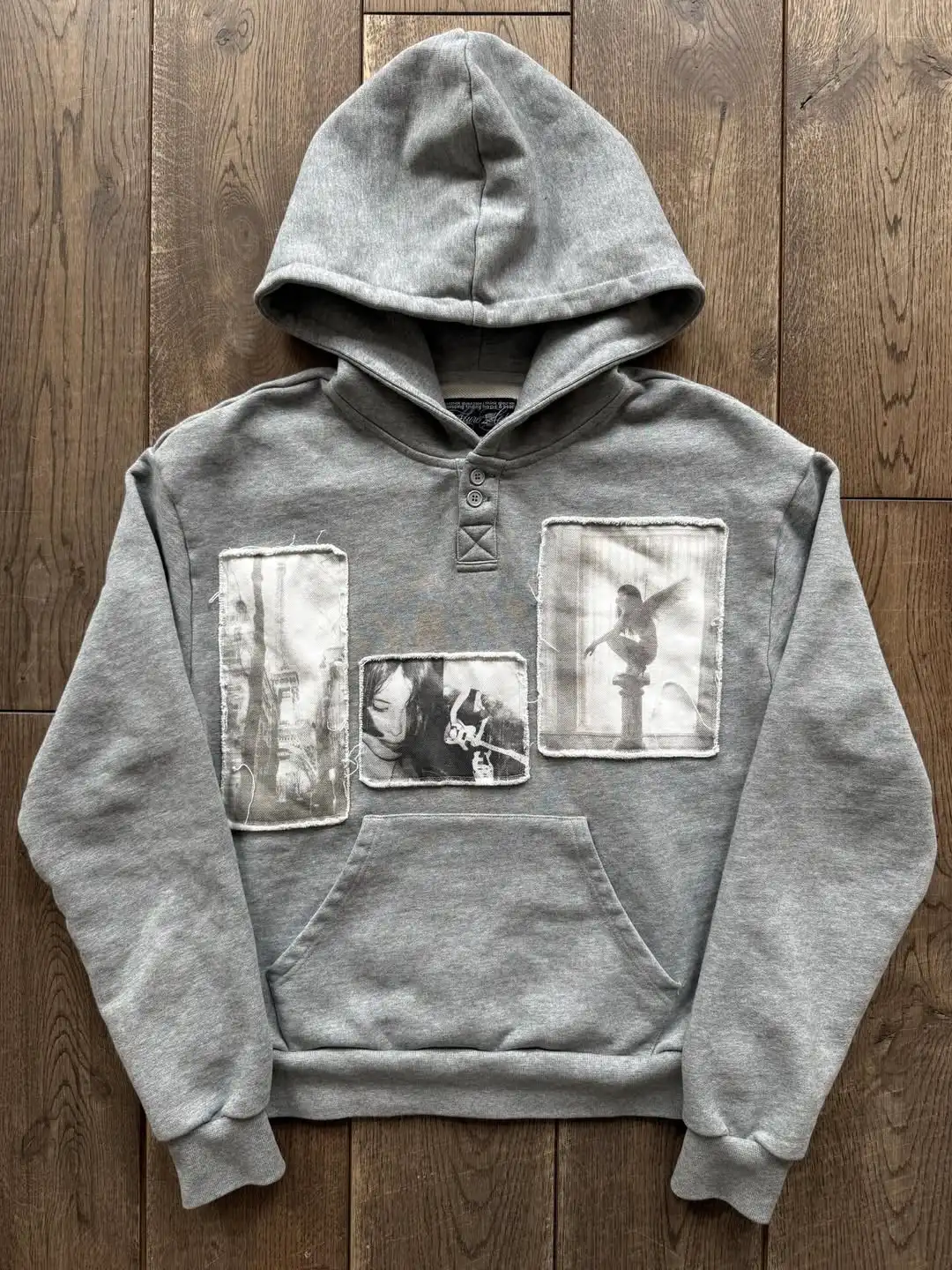 Y2k American Retro Patchwork Hoodie Fabric Sweatshirt Men Women Fashion Art Simple Streetwear Unisex Oversized Clothing