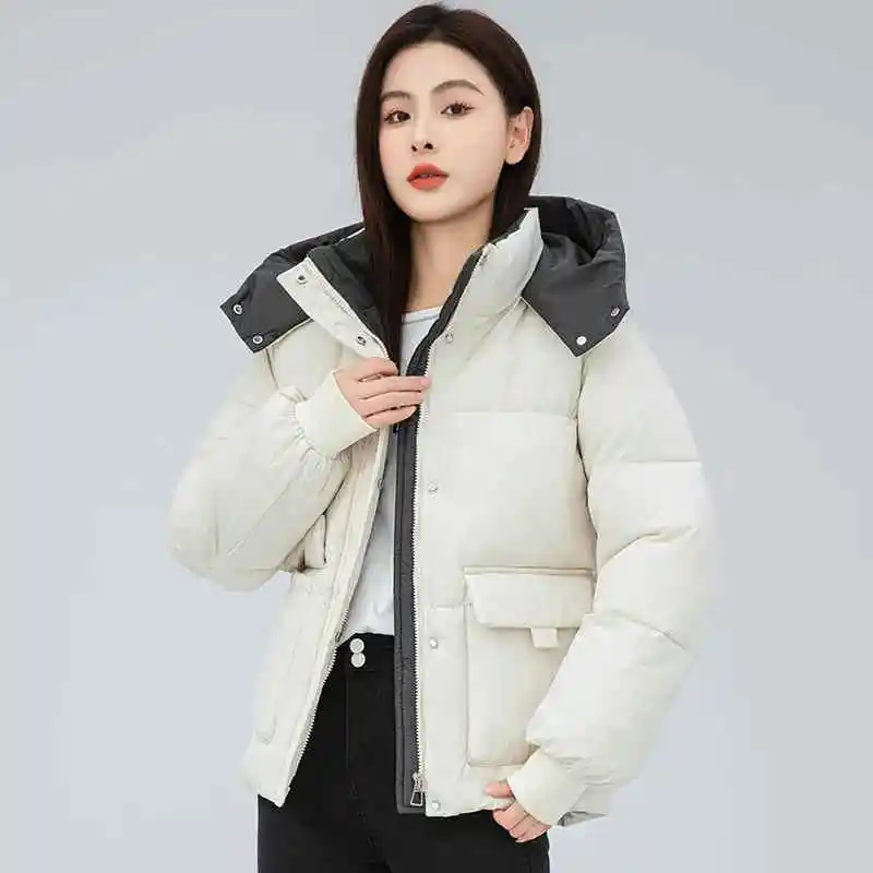 

2025 New Winter Down Cotton Jacket parka Women's Fashion Hooded Short Cotton Coat Korean Edition Thick Loose Bread Coat Female