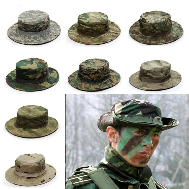 Boné tático camuflado masculino boonie chapéu eua bonés camo esportes ao ar livre sol balde boné pesca caminhadas caça chapéus acessórios