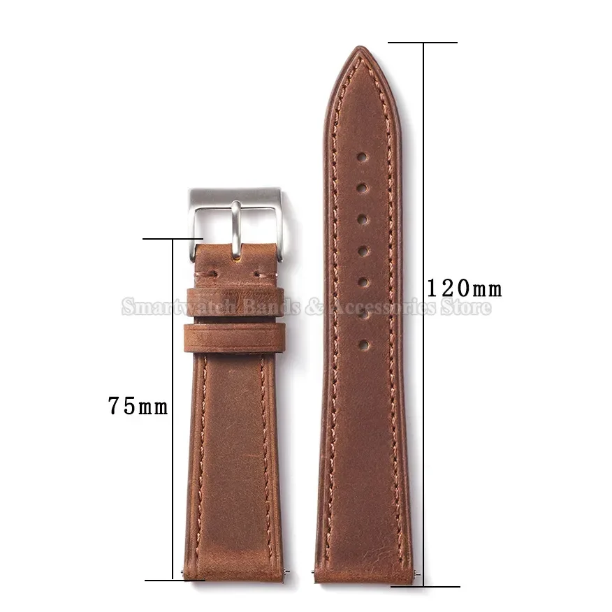 18mm 19mm 20mm 21mm 22mm Retro Leather Watch Strap for Huawei Watch Gt2 Gt3 Wrist Band Soft Quick Release Bracelet Brushed Strap