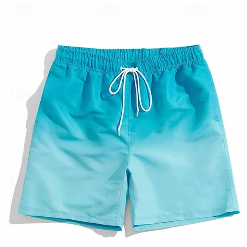 Gradient Graphic Beach Shorts For Men Colorful 3D Printed Board Shorts Summer Casual Holiday Short Pants Loose Surf Swim Trunks