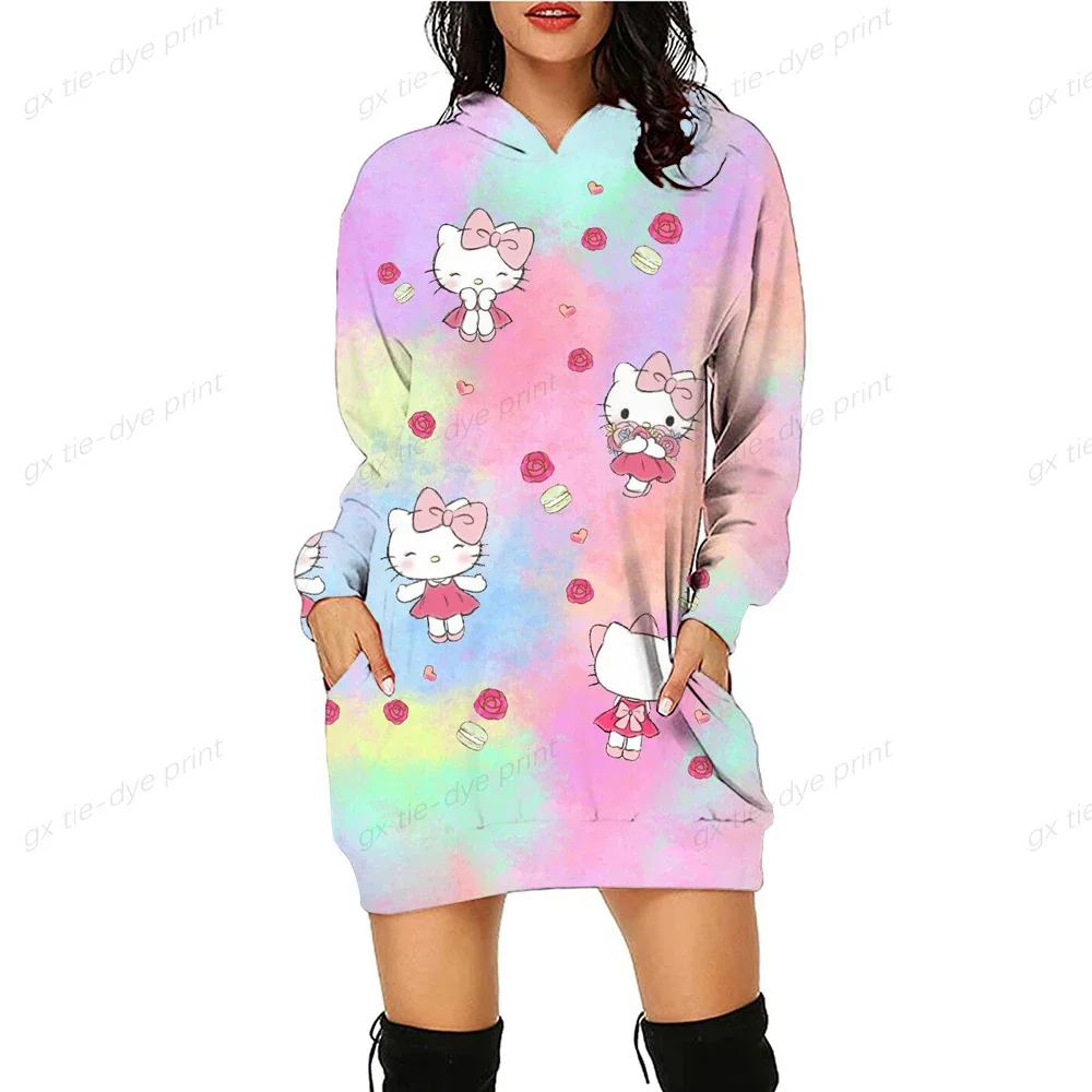 Hello Kitty Women Anime Sweatshirt Fall Fashion Women Sweatshirts 3D Printed Autumn Harajuku Women\'s Sweatshirts Dress