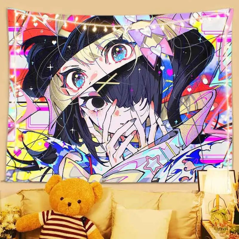 Needy Girl Overdose Anime Tapestry, Game Wall Background Cloth, Room Decor for Student Dorm Bedroom, Anime Gift