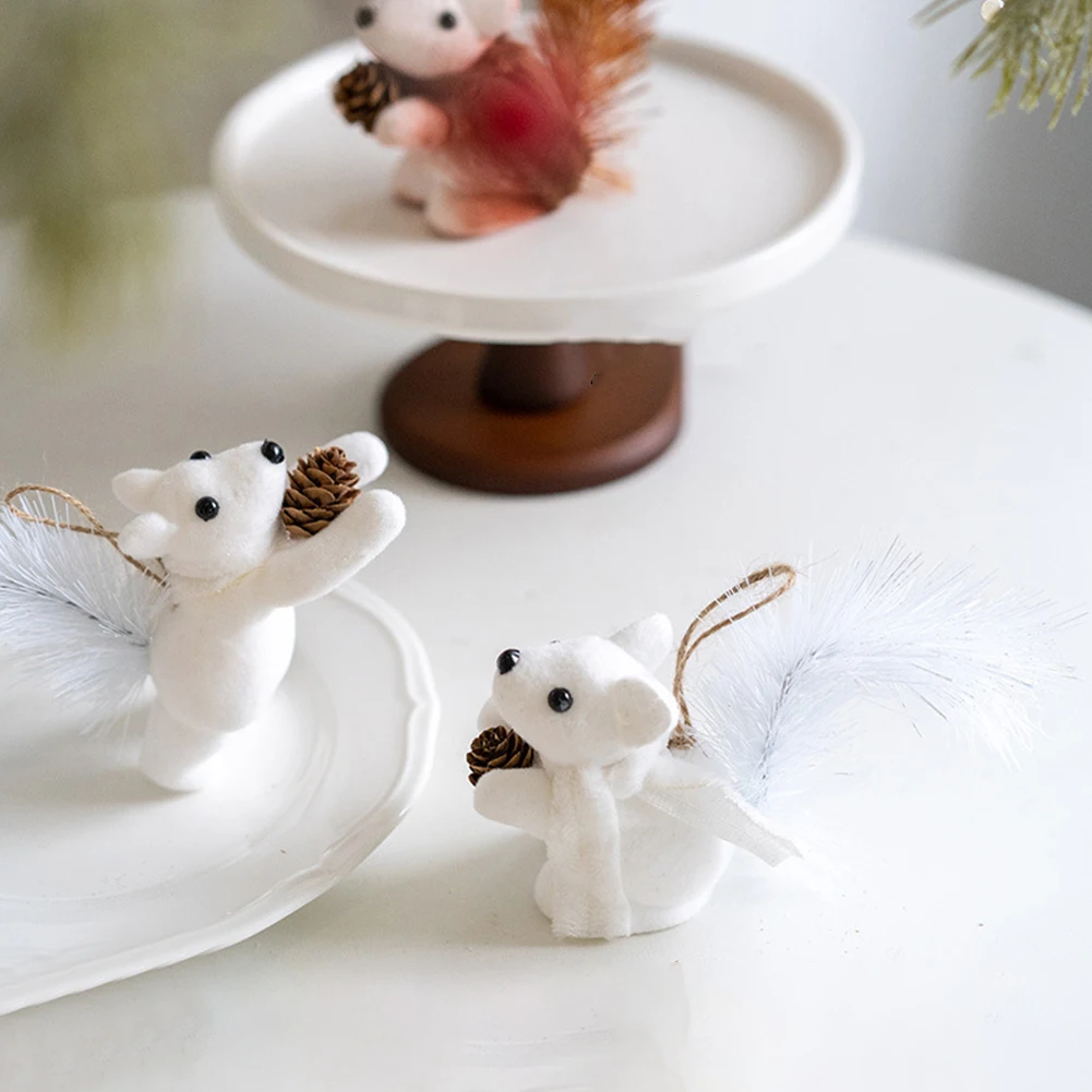 2PCS Chirstmas Simulation Squirrel-Toy Pendant Durable Stylish Party Decoration For Christmas Tree