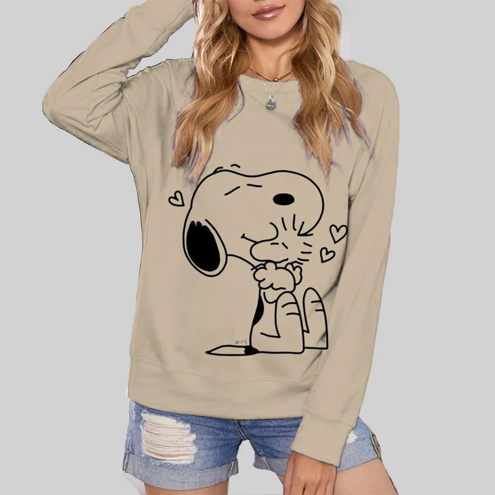 Cute Snoopy print Womens Hoodie Personality Crewneck Hoody simple Oversize Sweatshirt Fashion Casual Female Sportswear