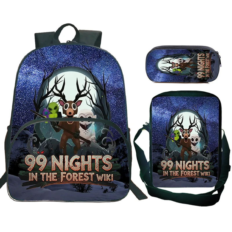 

Hot 99 Nights In The Forest Cartoon Backpack Boys Girls Schoolbag Shoulder Bag Pencil Bag 3pcs Set School Satchel Travel Mochila